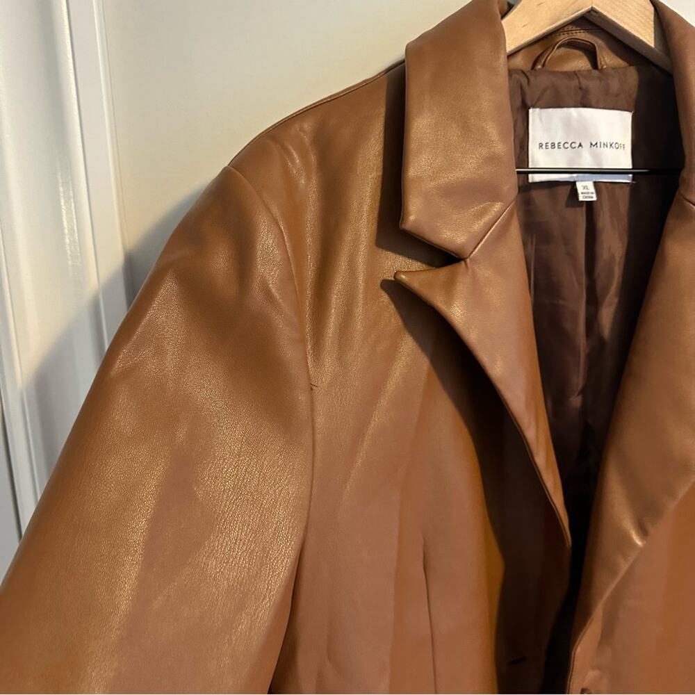 Rebecca Minkoff Brown Faux Leather Jacket XL - Picture 14 of 16